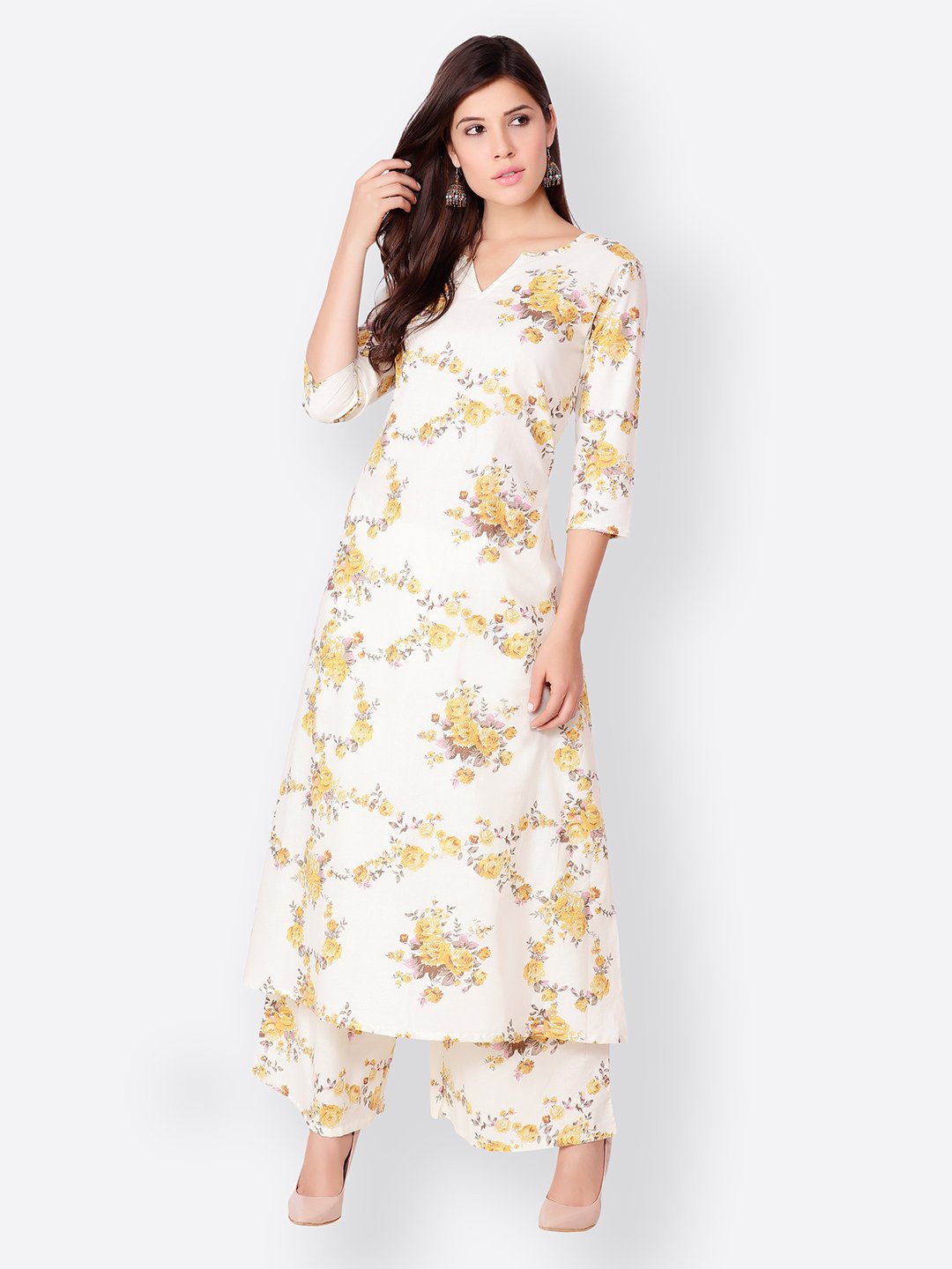 SCORPIUS YELLOW PRINTED KURTA