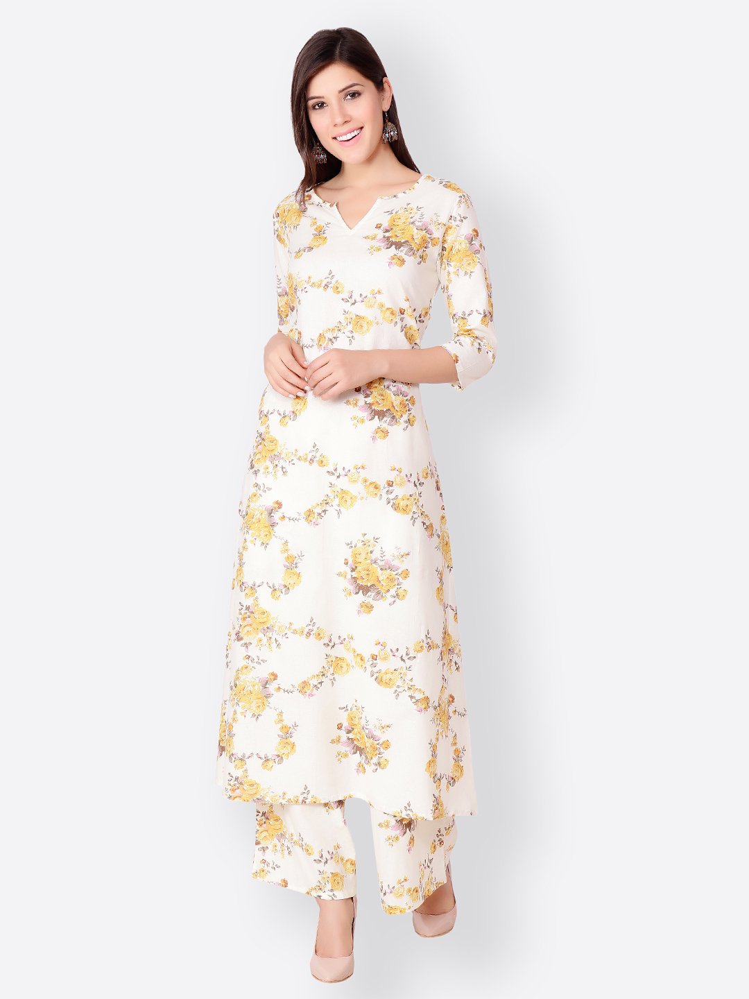 SCORPIUS YELLOW PRINTED KURTA