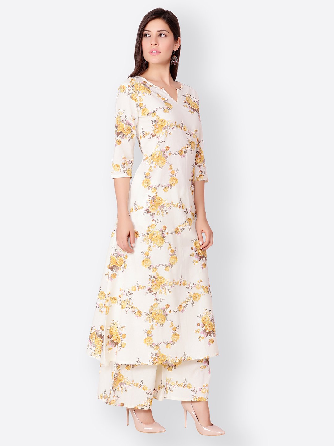 SCORPIUS YELLOW PRINTED KURTA