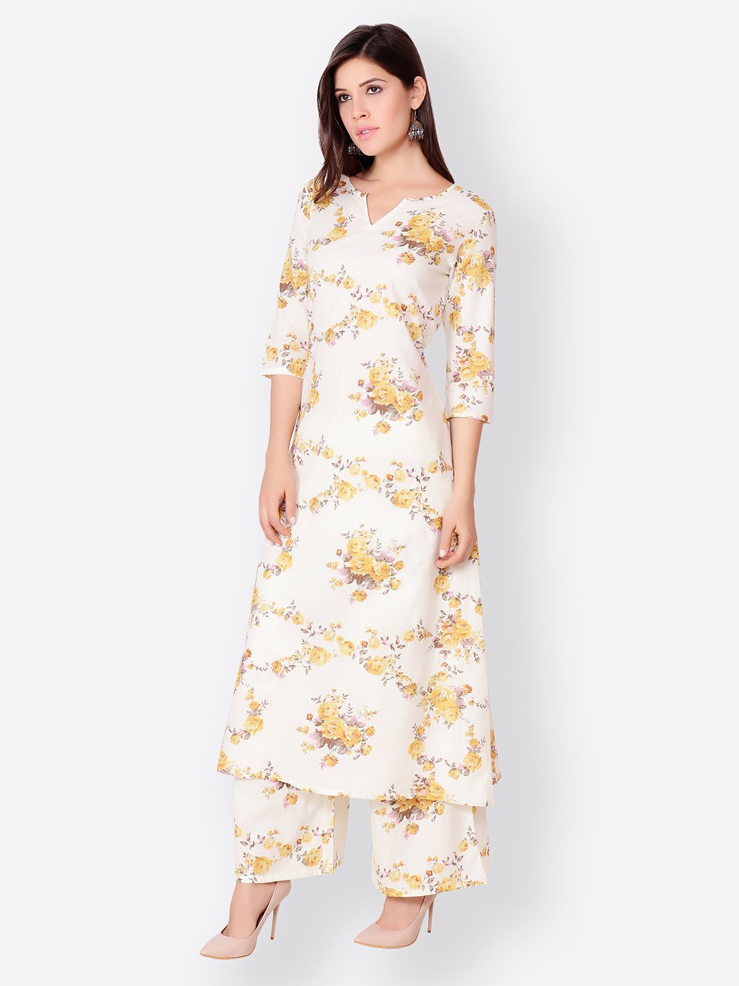 SCORPIUS YELLOW PRINTED KURTA