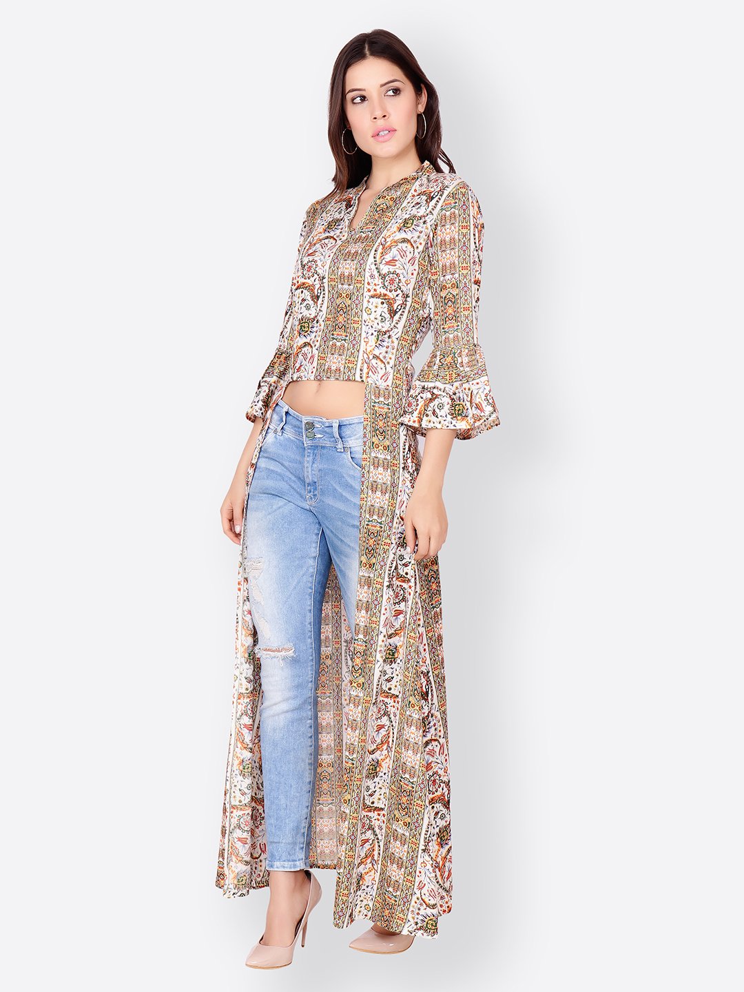 SCORPIUS BEIGE PRINTED LONGTOP