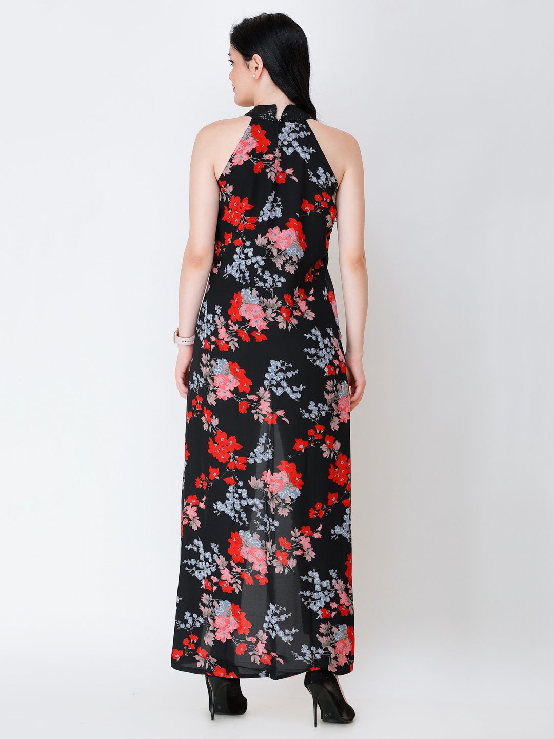 SCORPIUS floral printed front slit long top