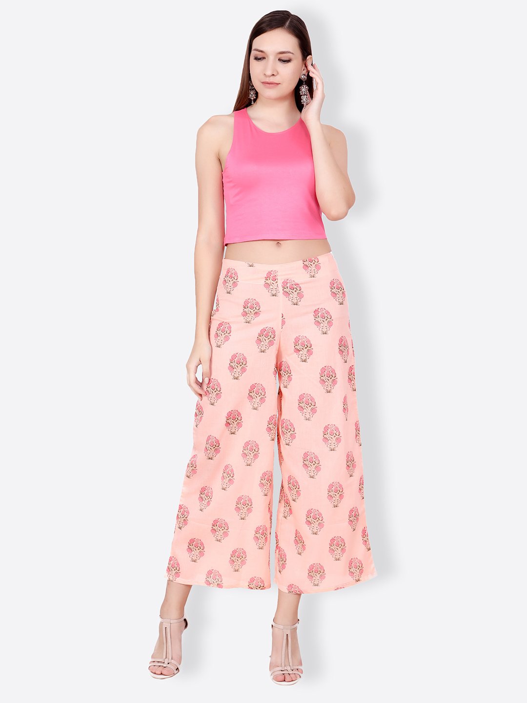 SCORPIUS peach printed pallazo