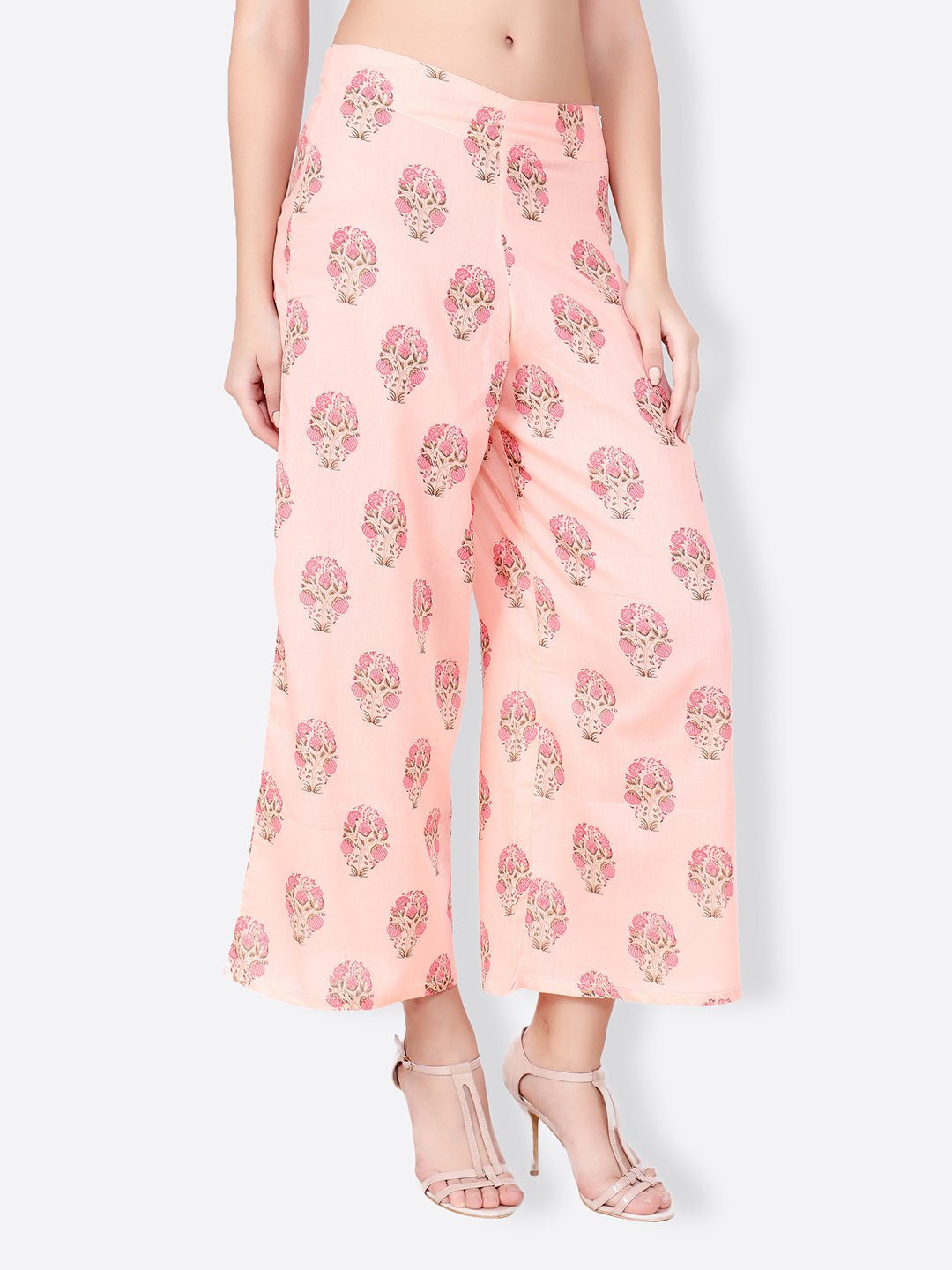 SCORPIUS peach printed pallazo
