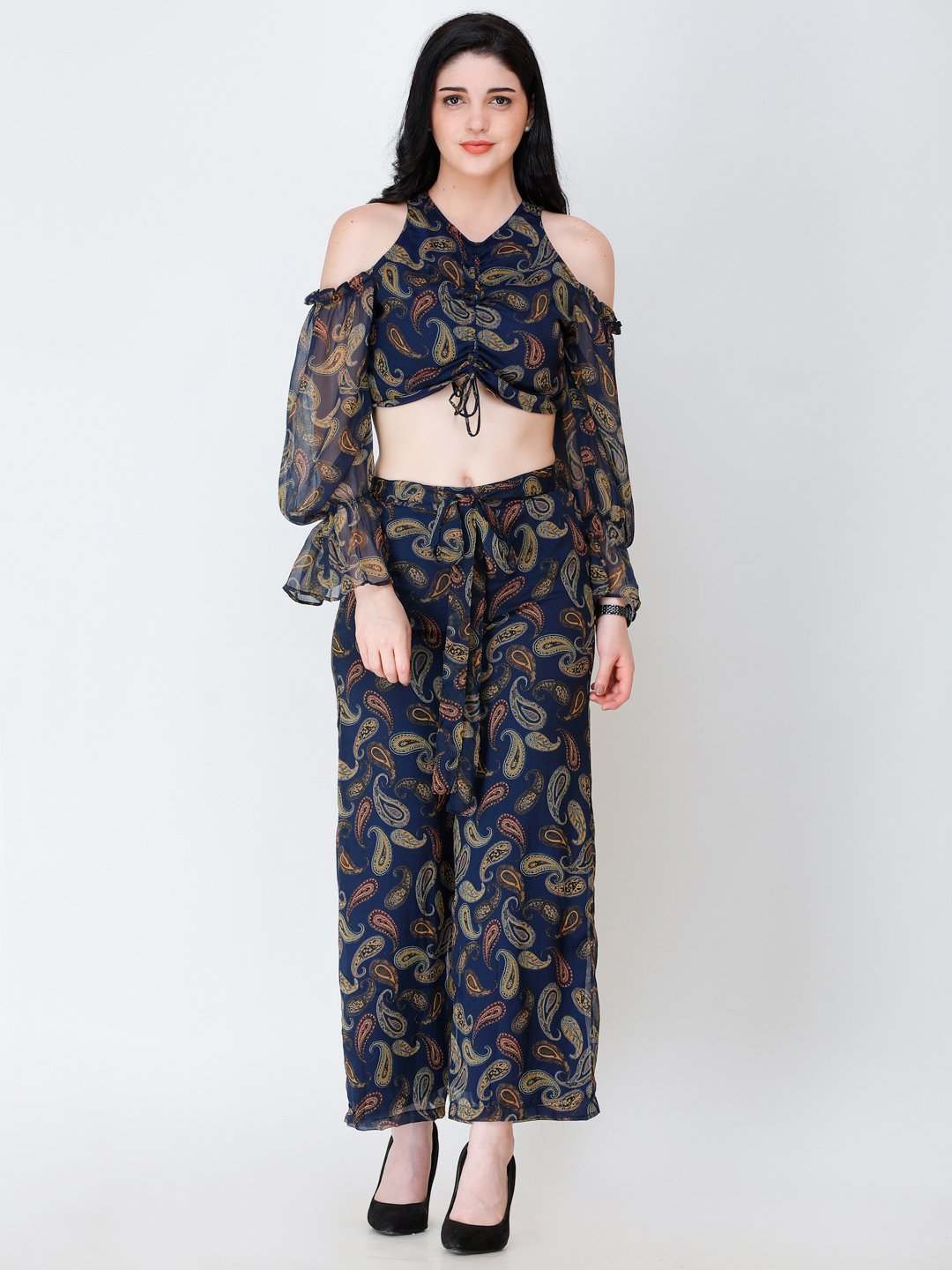 SCORPIUS navy blue printed Palazzo