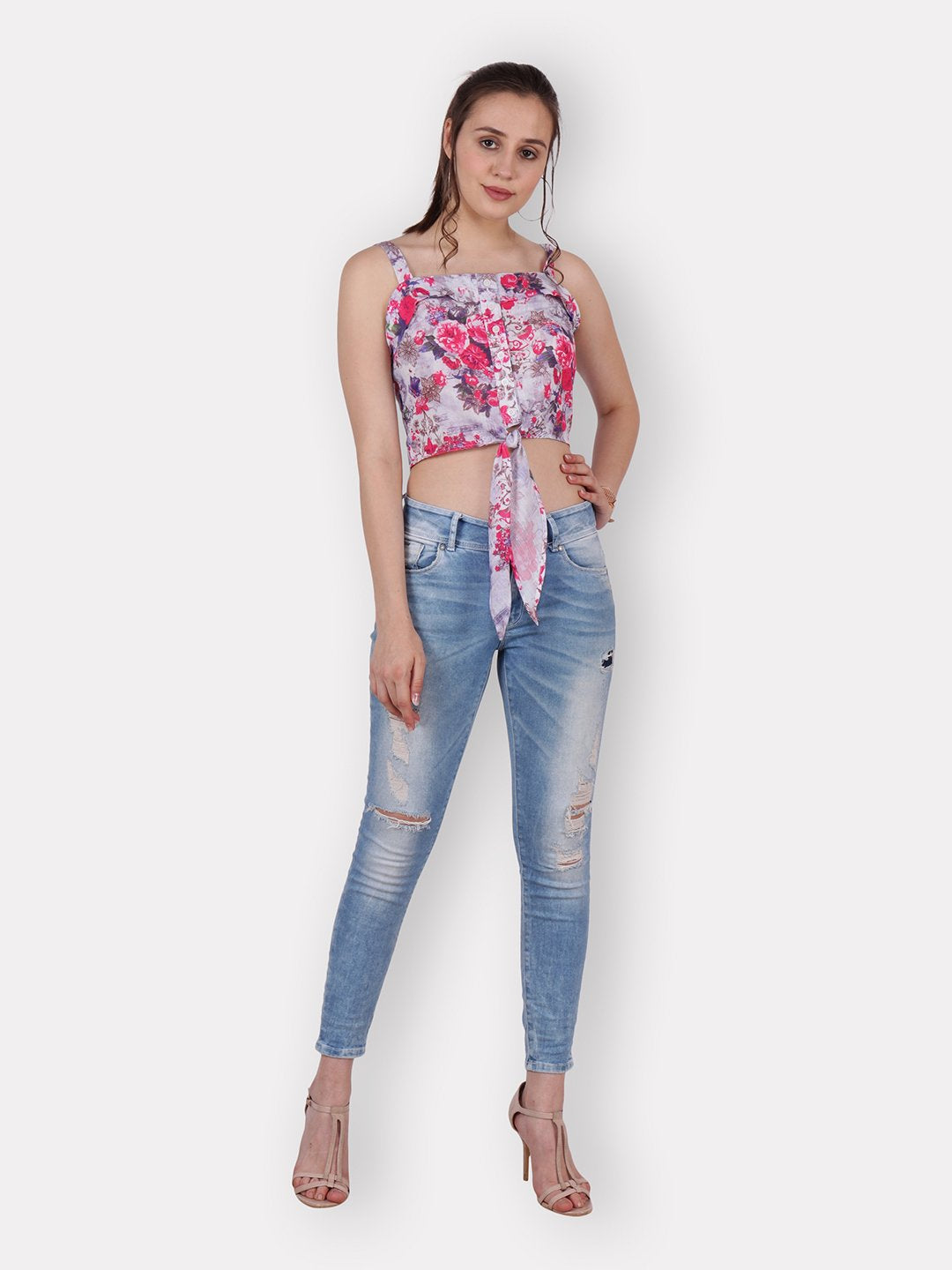 SCORPIUS pink and purple crop shirt