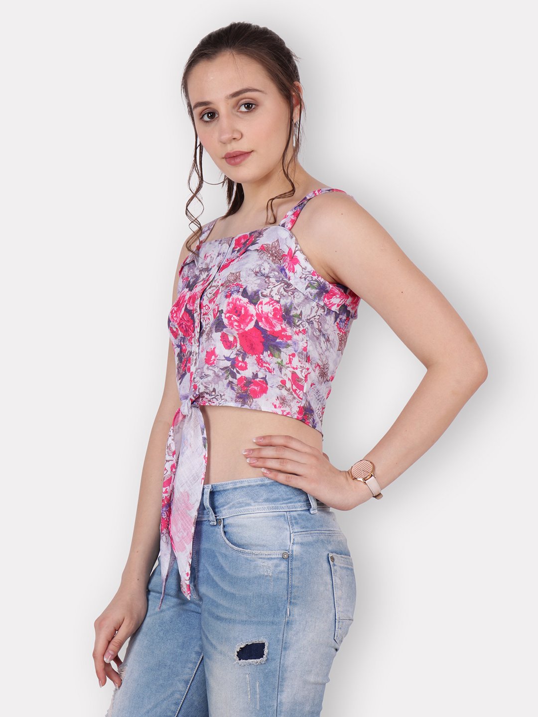 SCORPIUS pink and purple crop shirt
