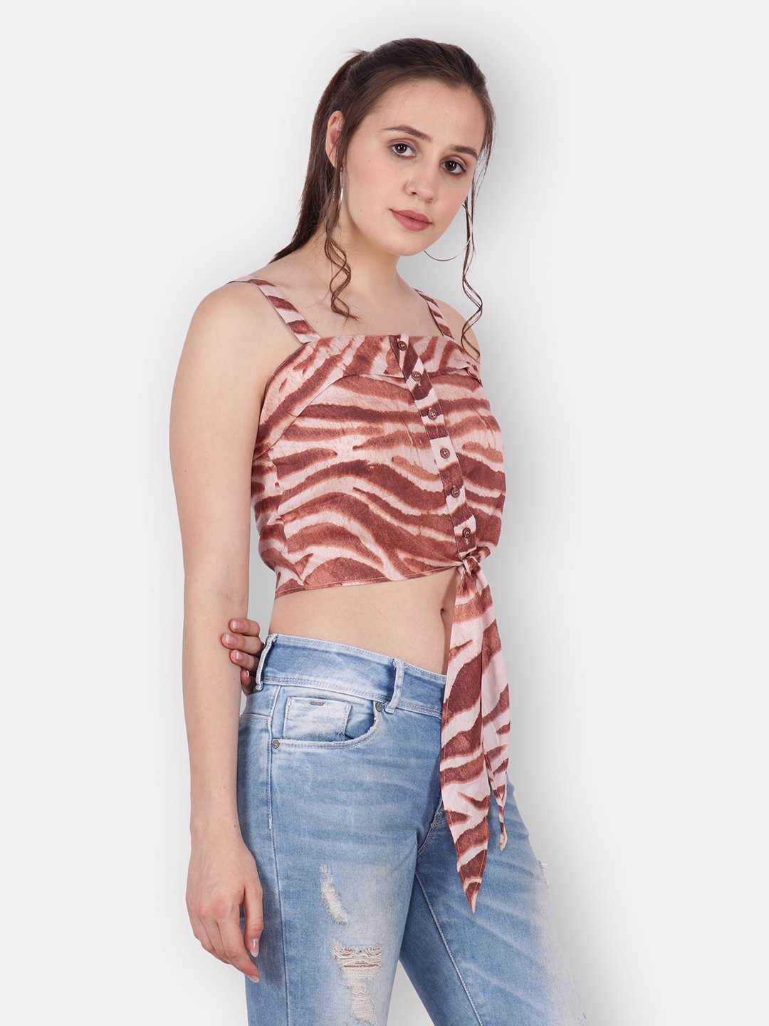 SCORPIUS brown crop shirt