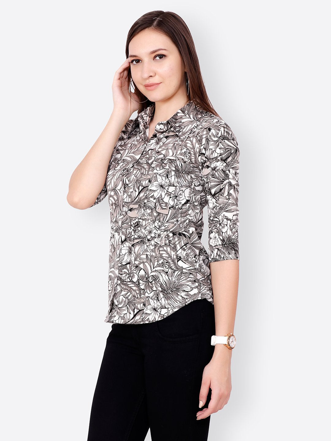 SCORPIUS BLACK FLORAL SHIRT