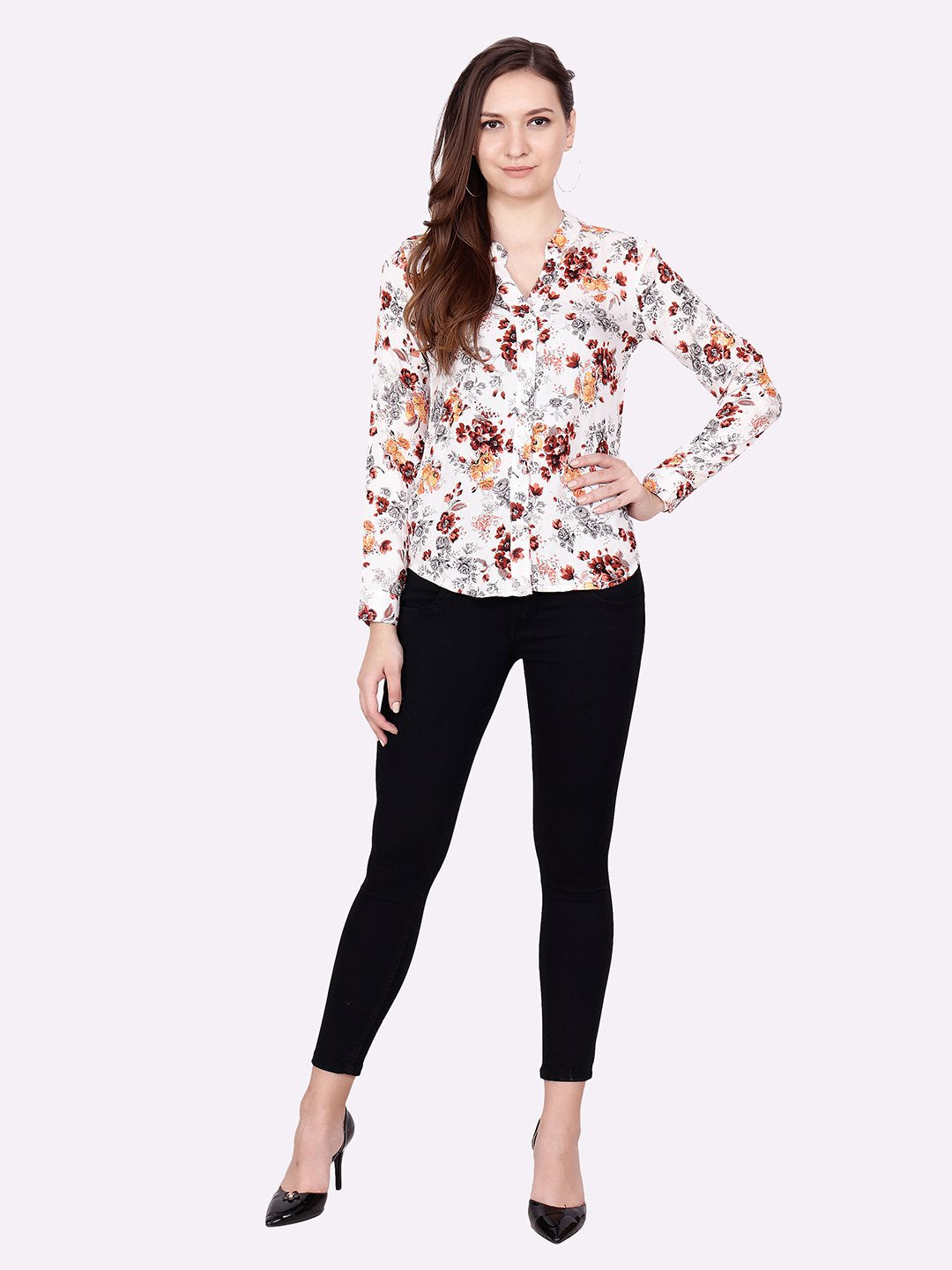 SCORPIUS OFF WHITE FLORAL SHIRT
