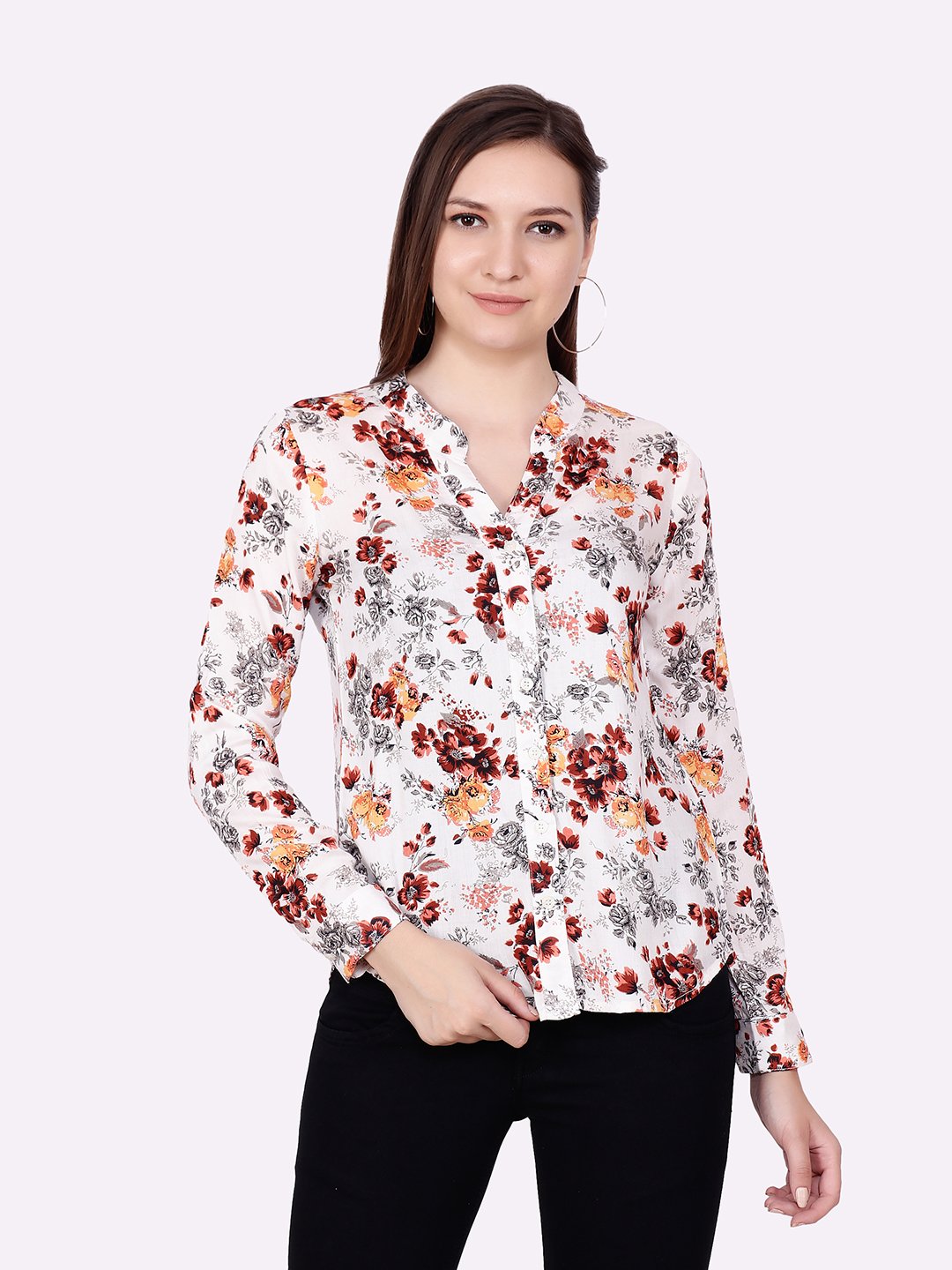 SCORPIUS OFF WHITE FLORAL SHIRT