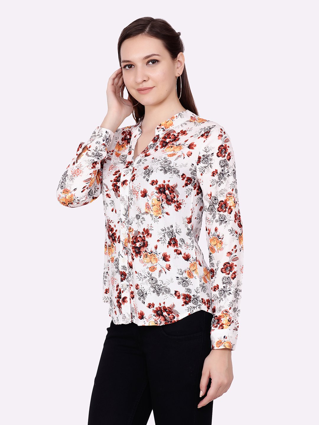 SCORPIUS OFF WHITE FLORAL SHIRT