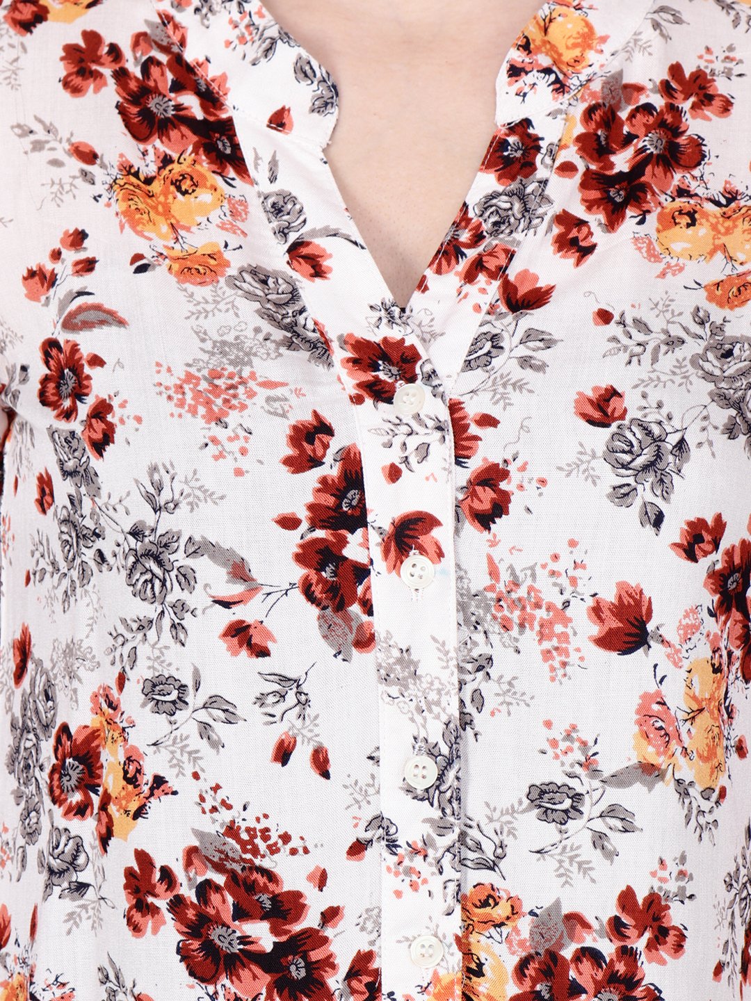 SCORPIUS OFF WHITE FLORAL SHIRT