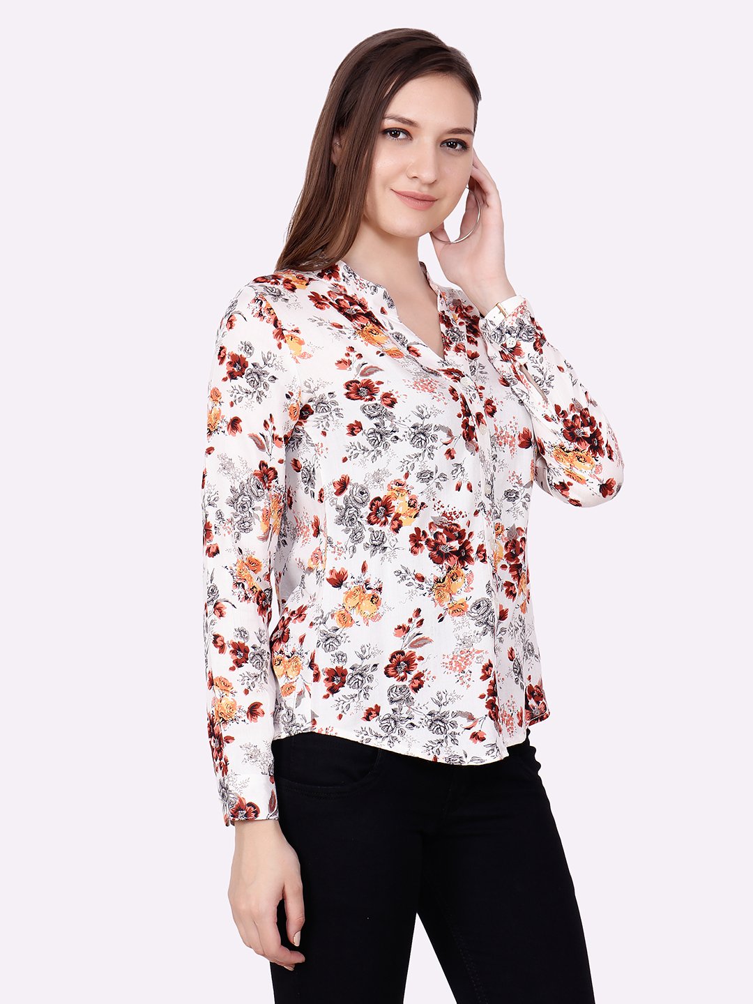 SCORPIUS OFF WHITE FLORAL SHIRT