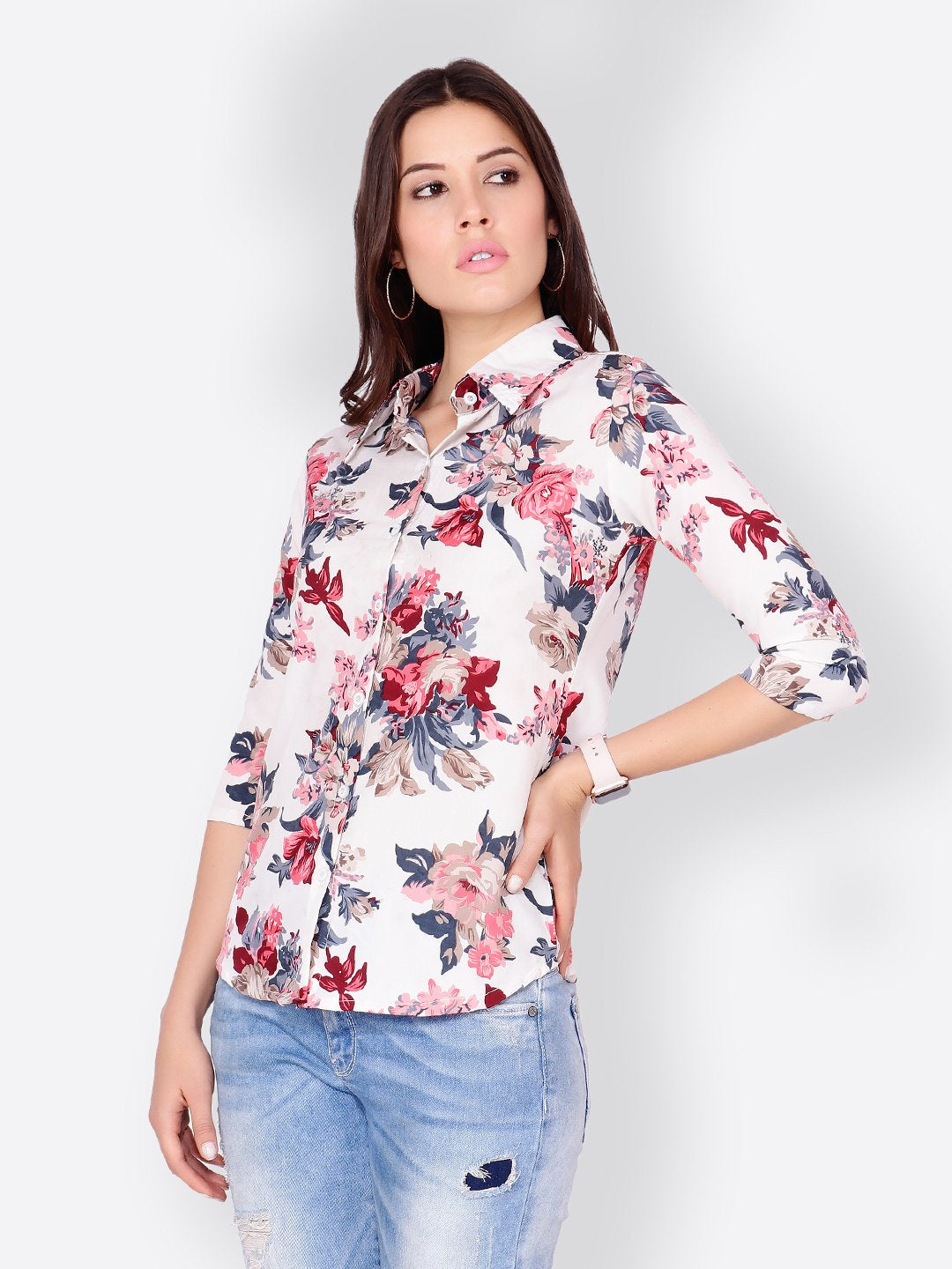 SCORPIUS WHITE FLORAL SHIRT