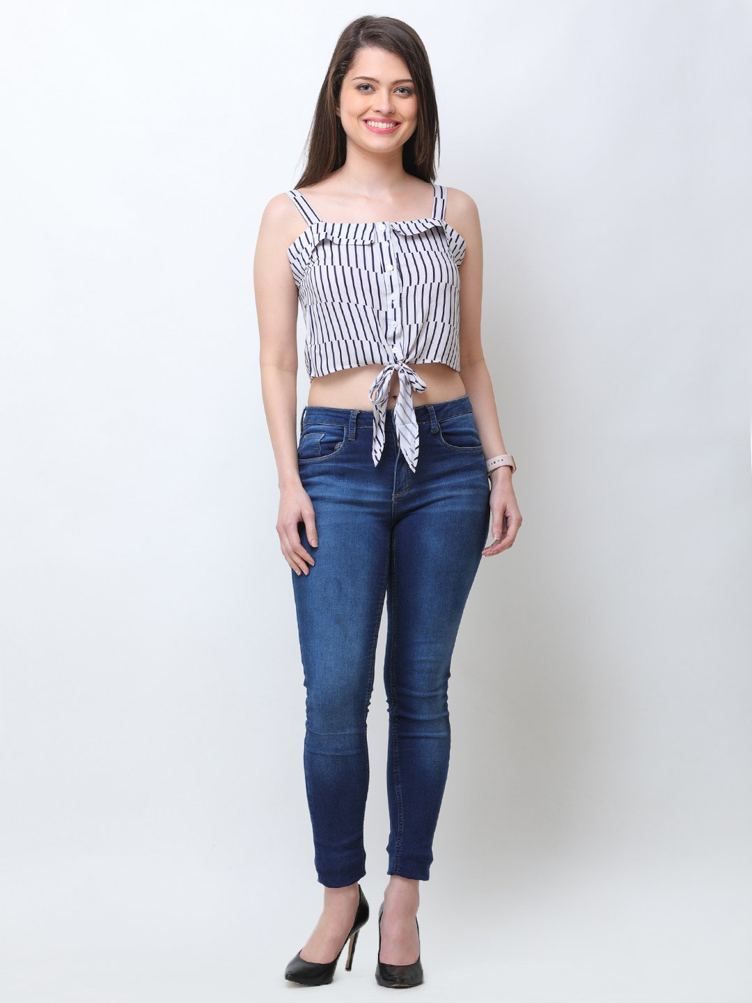 White And Navy Striped shirt
