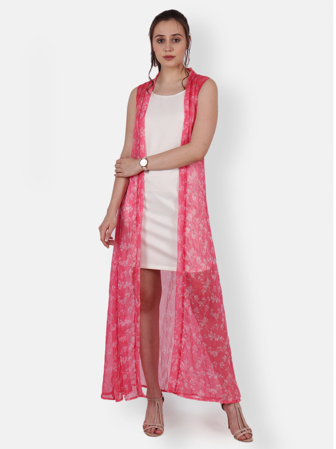 Scorpius Red Printed Open Front Shrug