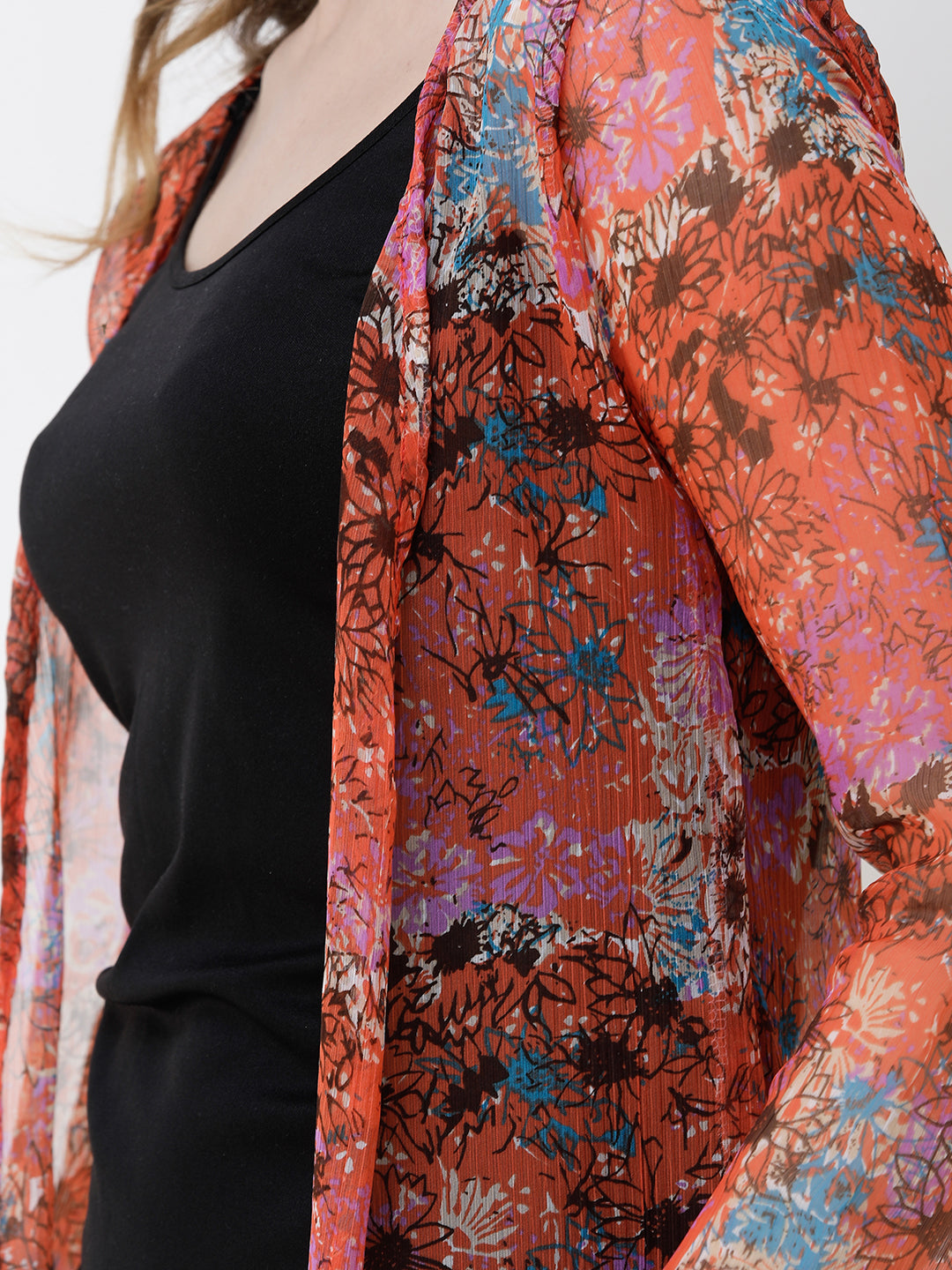 Cation Printed chiffon shrug