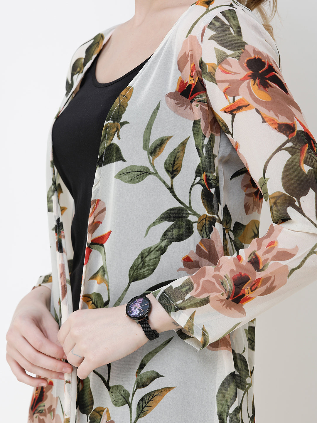 Cation Printed chiffon shrug