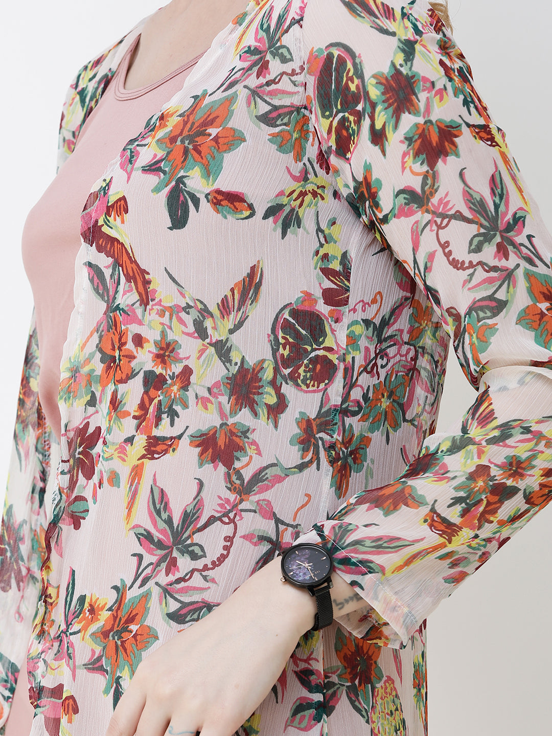 Cation Printed chiffon shrug