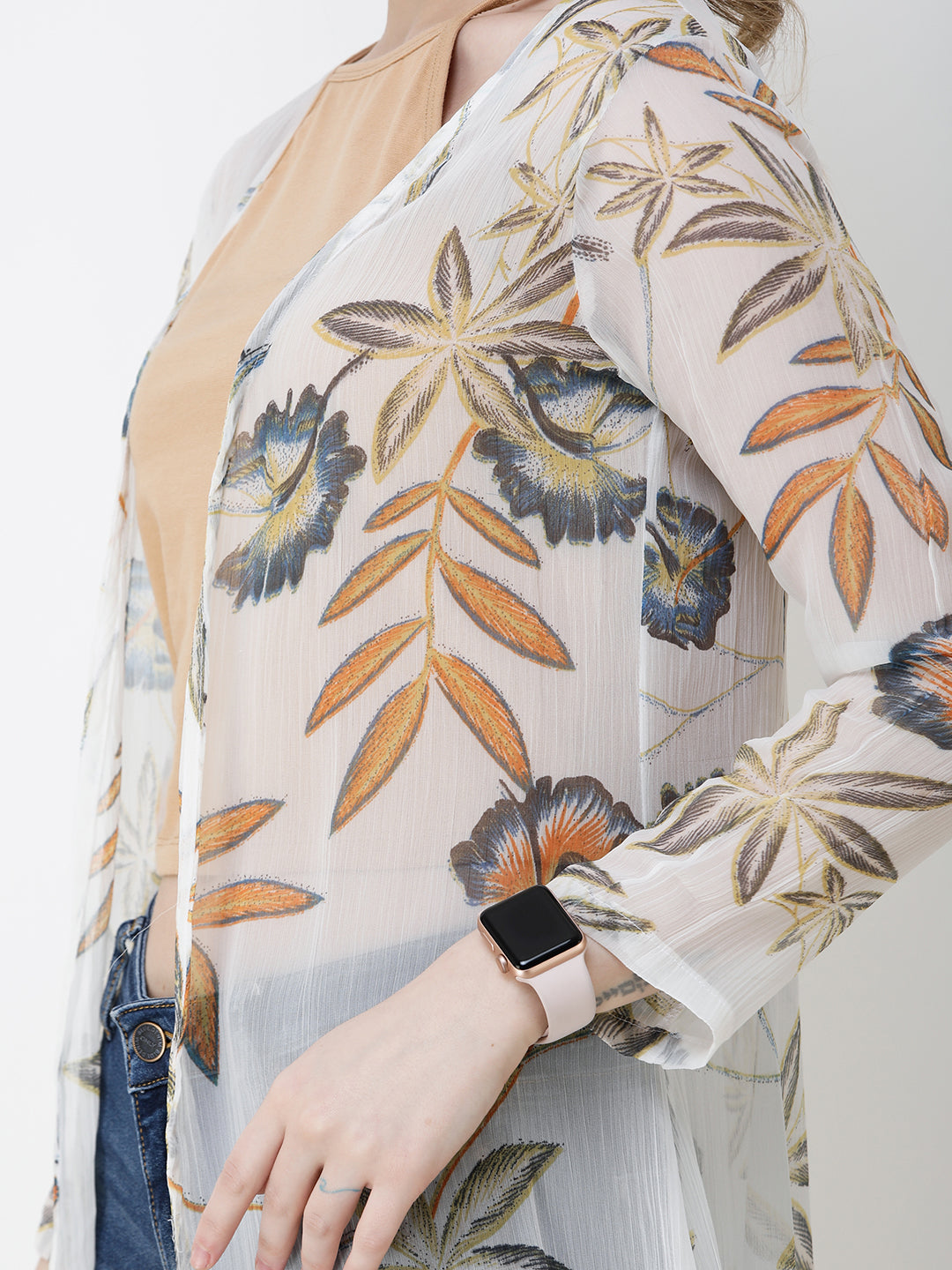 Cation Printed chiffon shrug