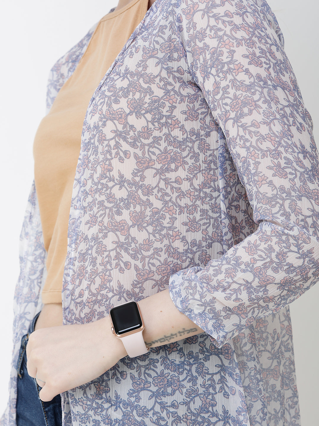 Cation Printed chiffon shrug