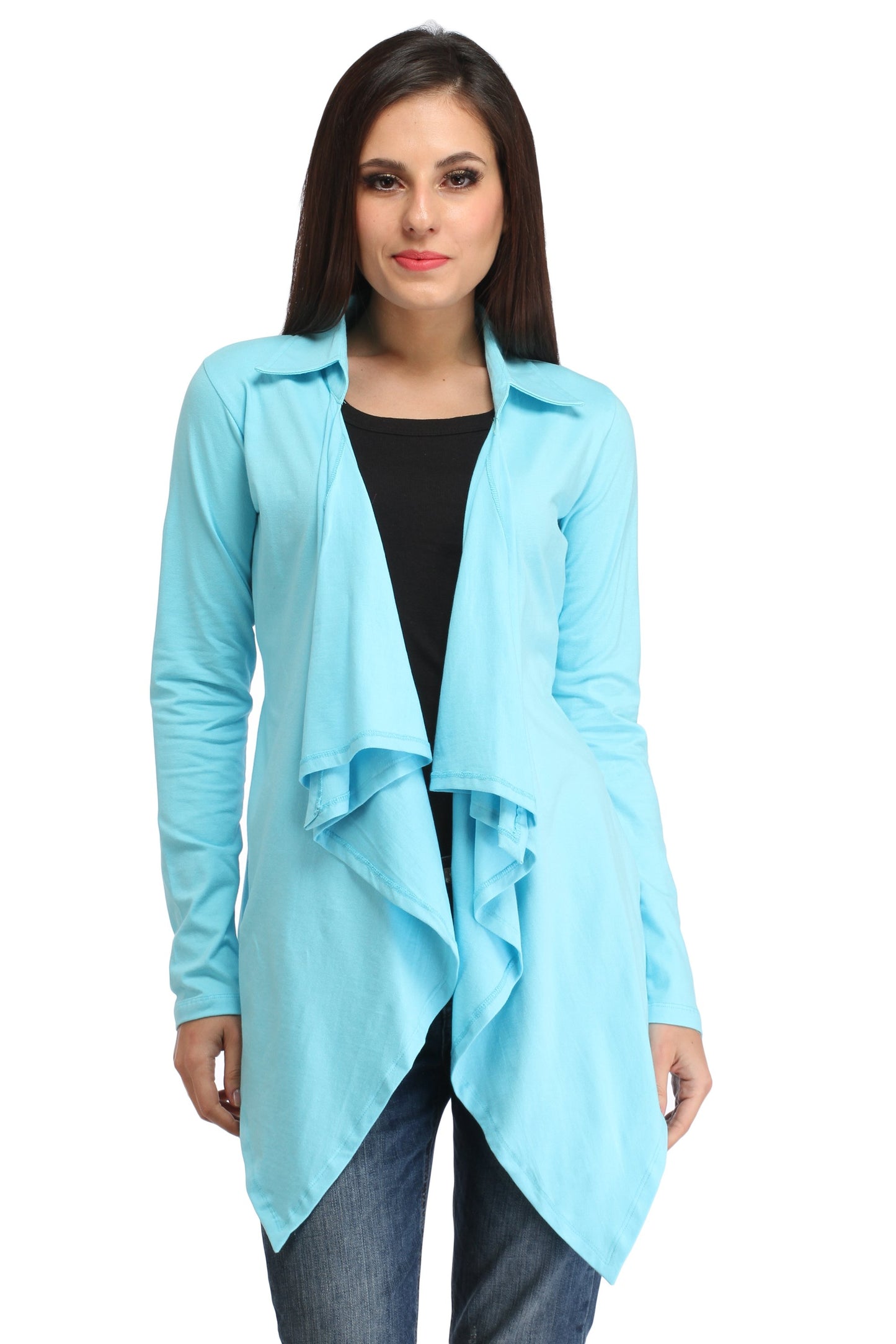 Blue Solid Shrug