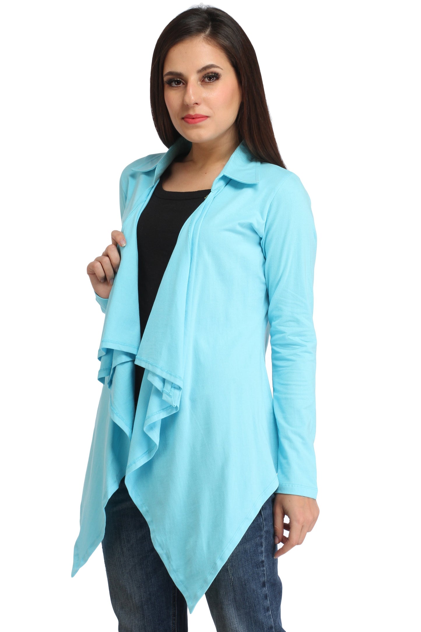 Blue Solid Shrug