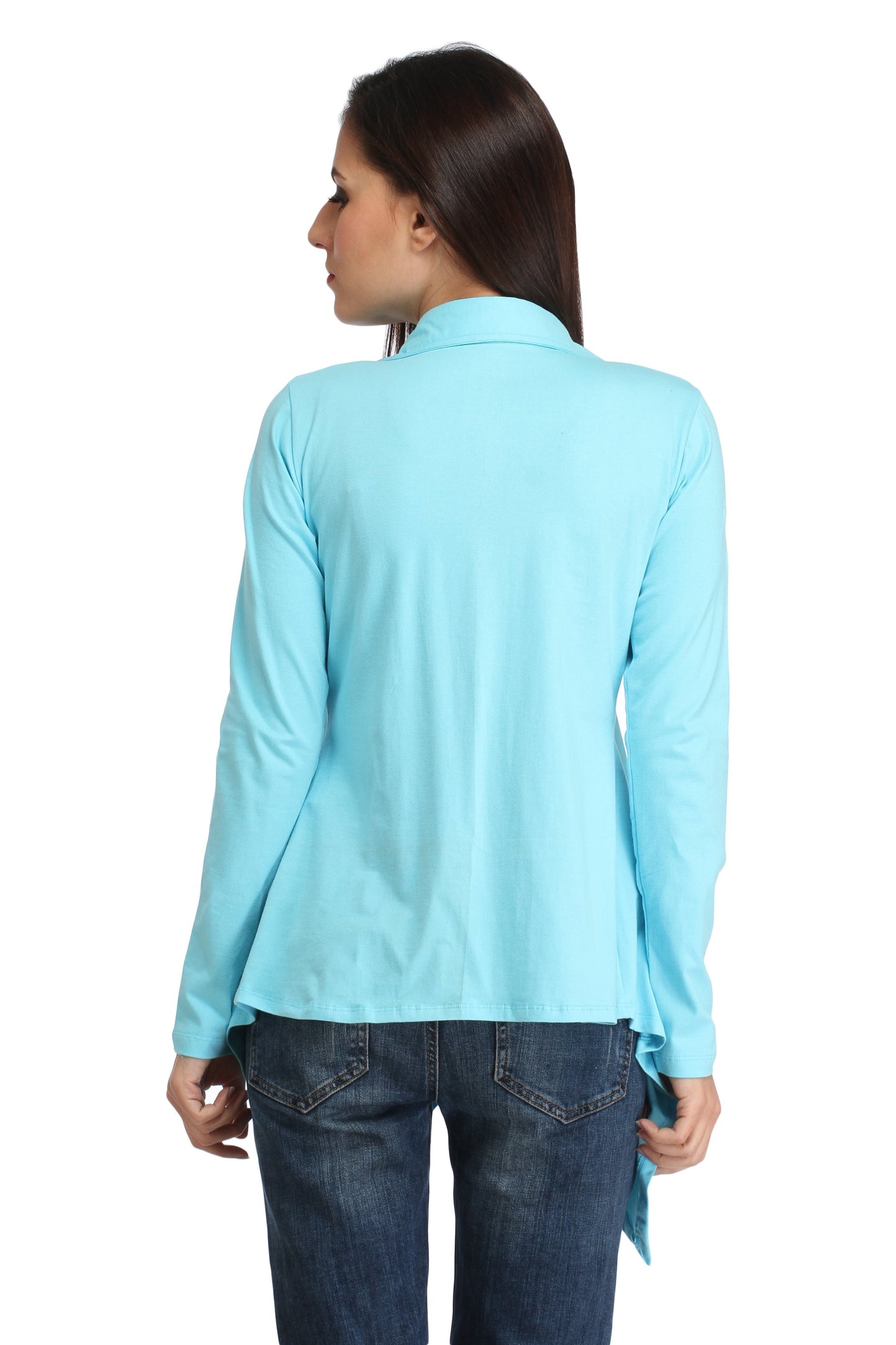 Blue Solid Shrug