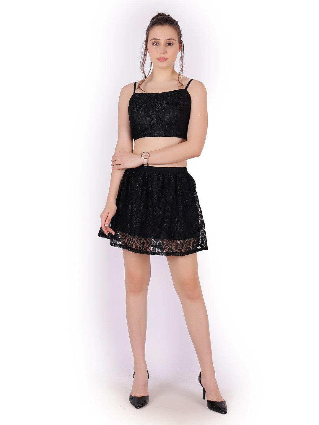 Black Solid Skirt