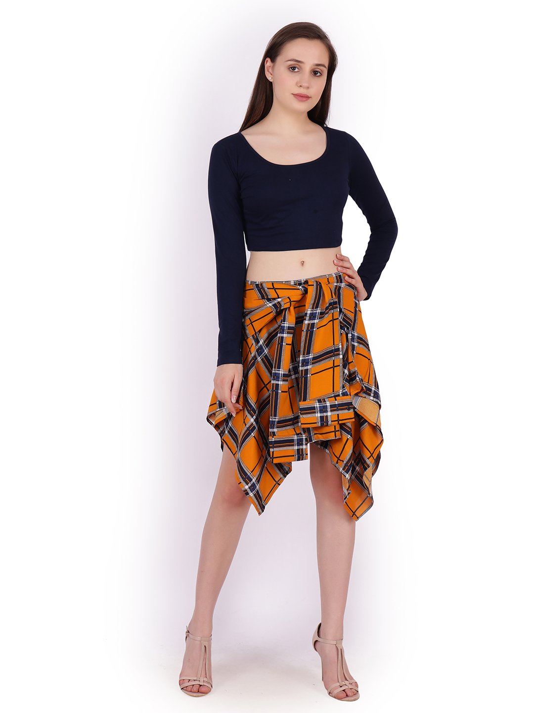 Yellow Mustard Chequered Skirt