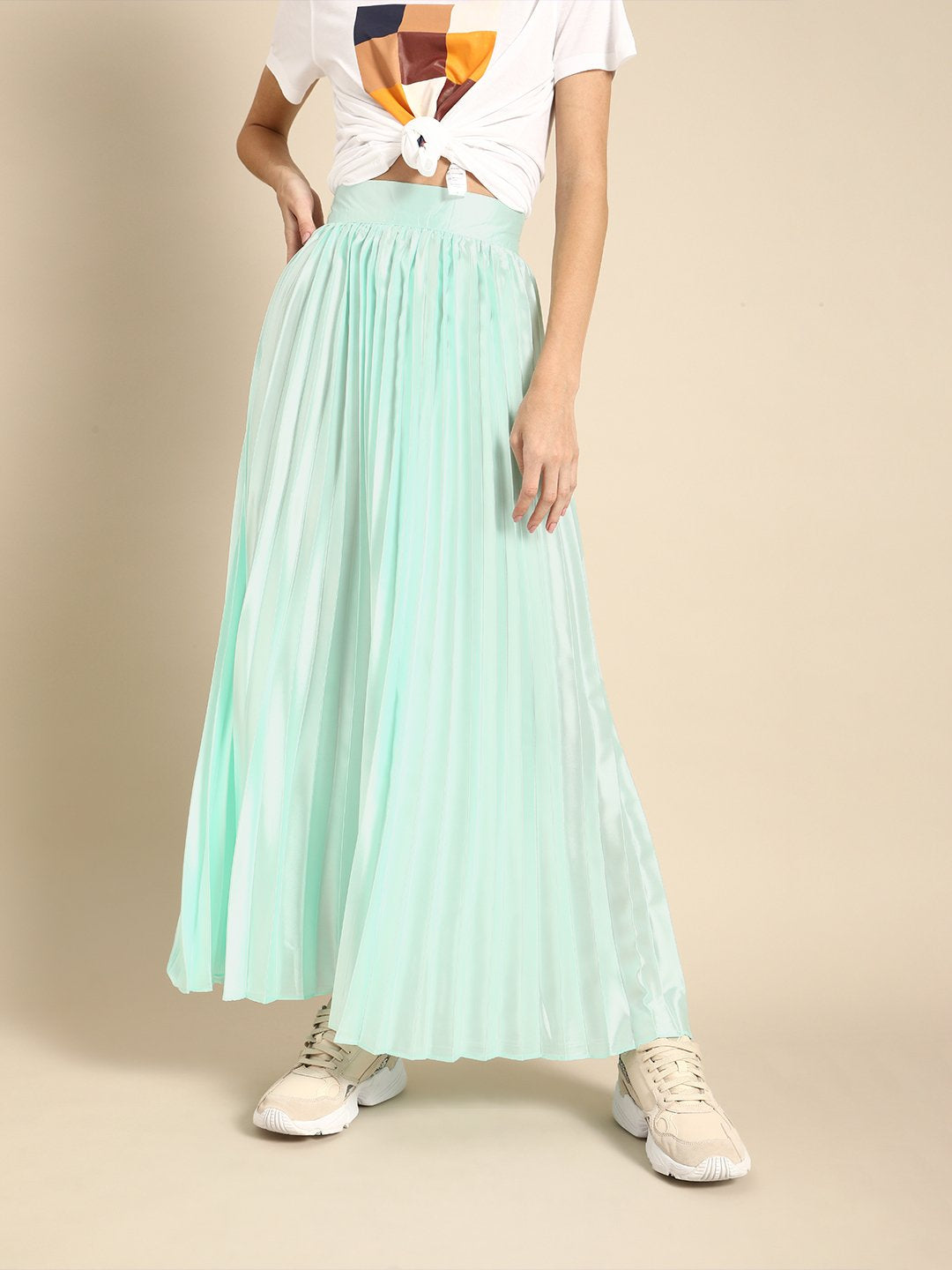 SCORPIUS Blue Pleated satin Skirt