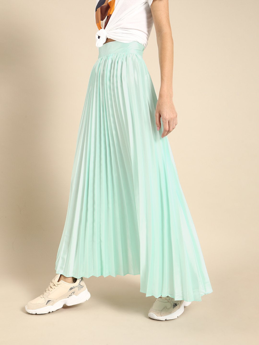 SCORPIUS Blue Pleated satin Skirt