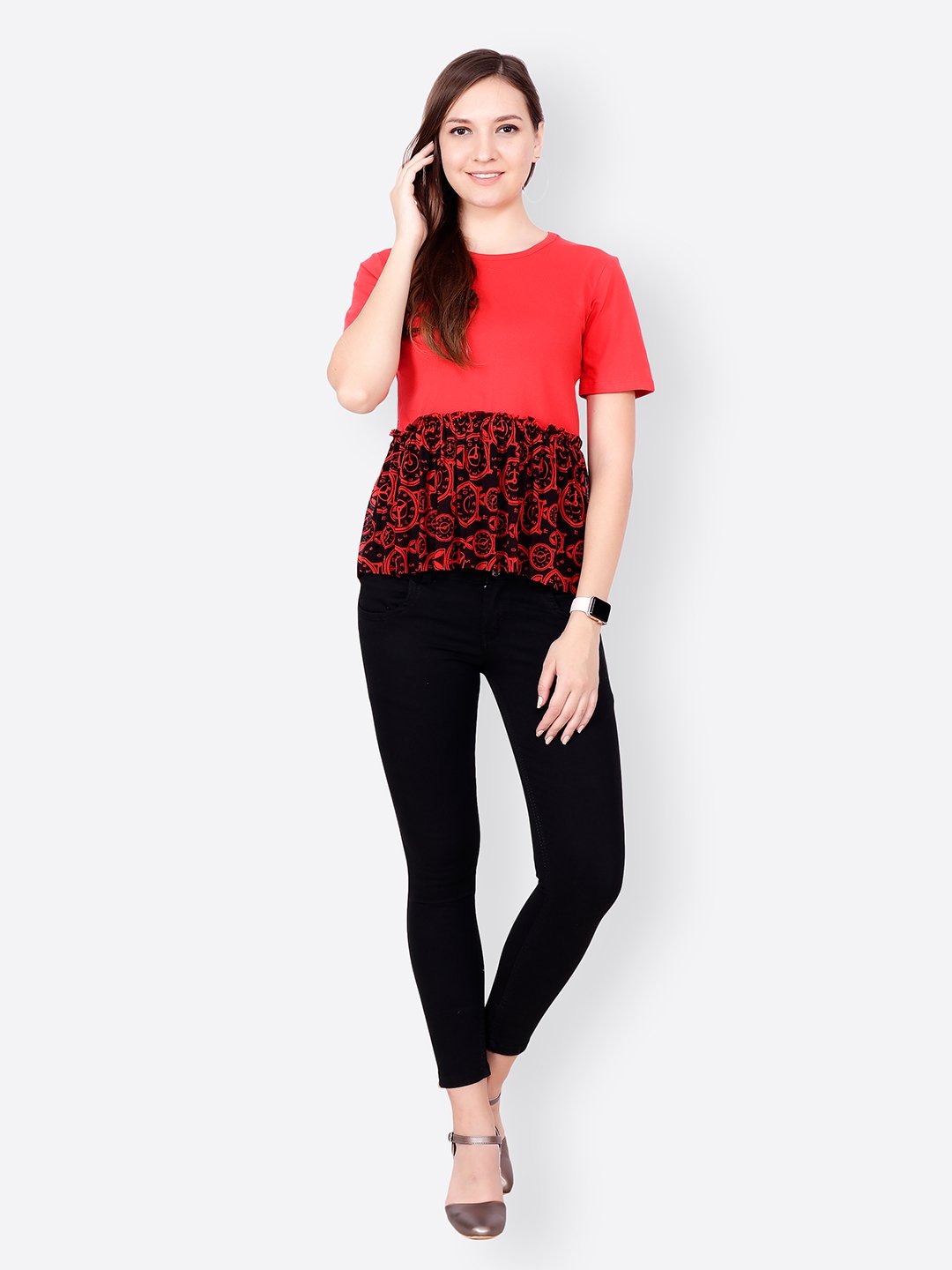 SCORPIUS RED PRINTED TOP