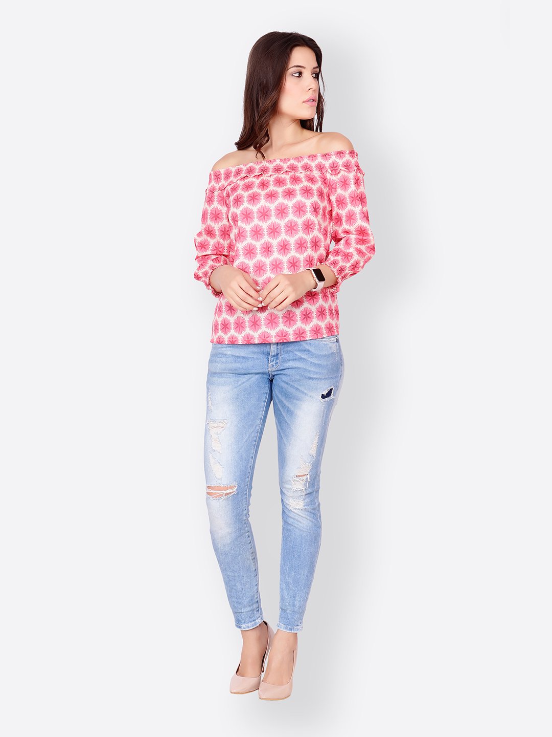 SCORPIUS LIGHT PINK PRINTED TOP