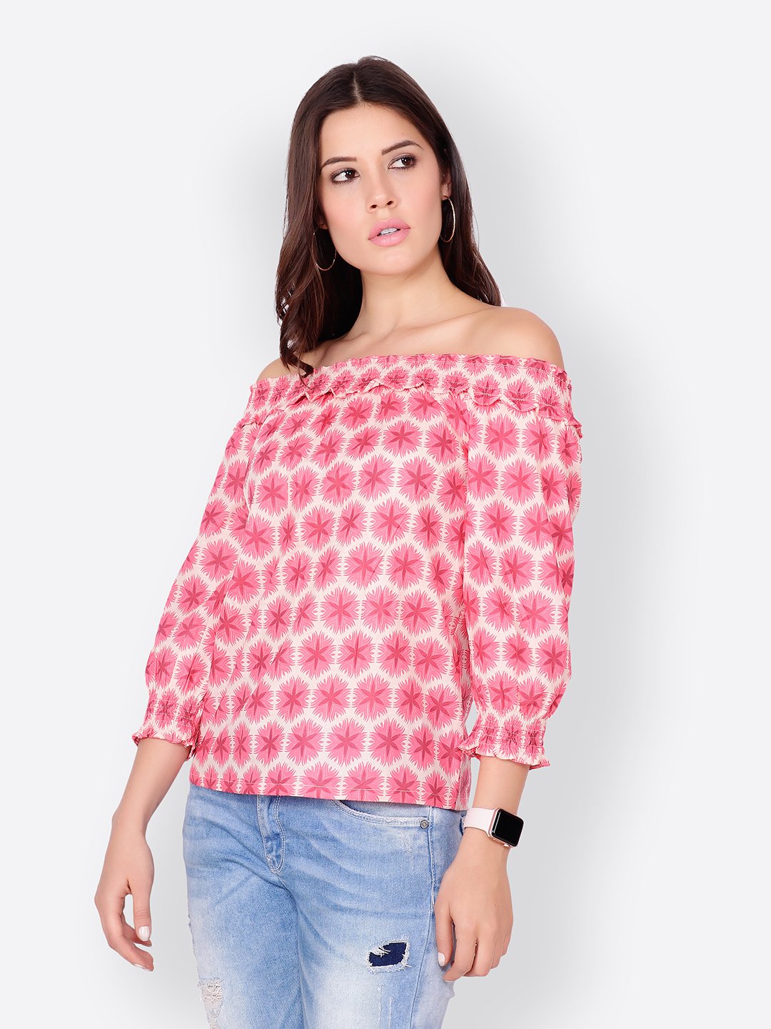 SCORPIUS LIGHT PINK PRINTED TOP