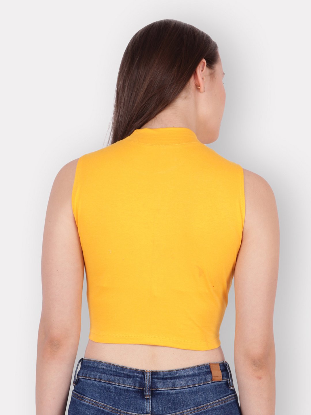 SCORPIUS Yellow Hosiery Crop top