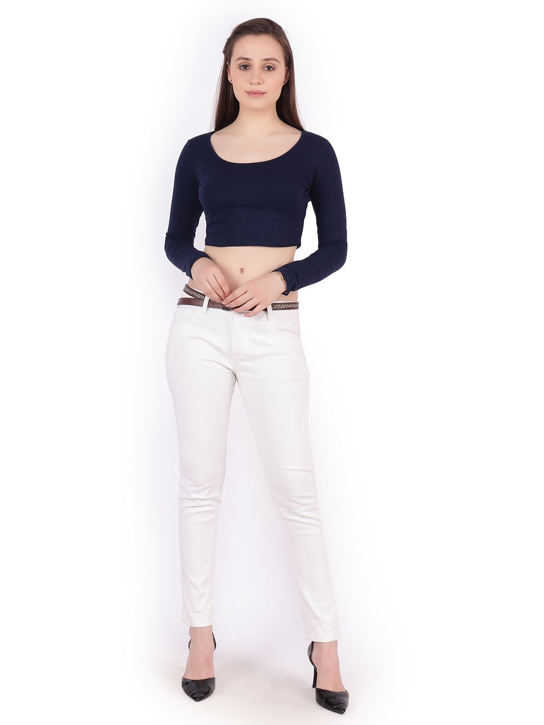 SCORPIUS Navy full sleeve Crop top