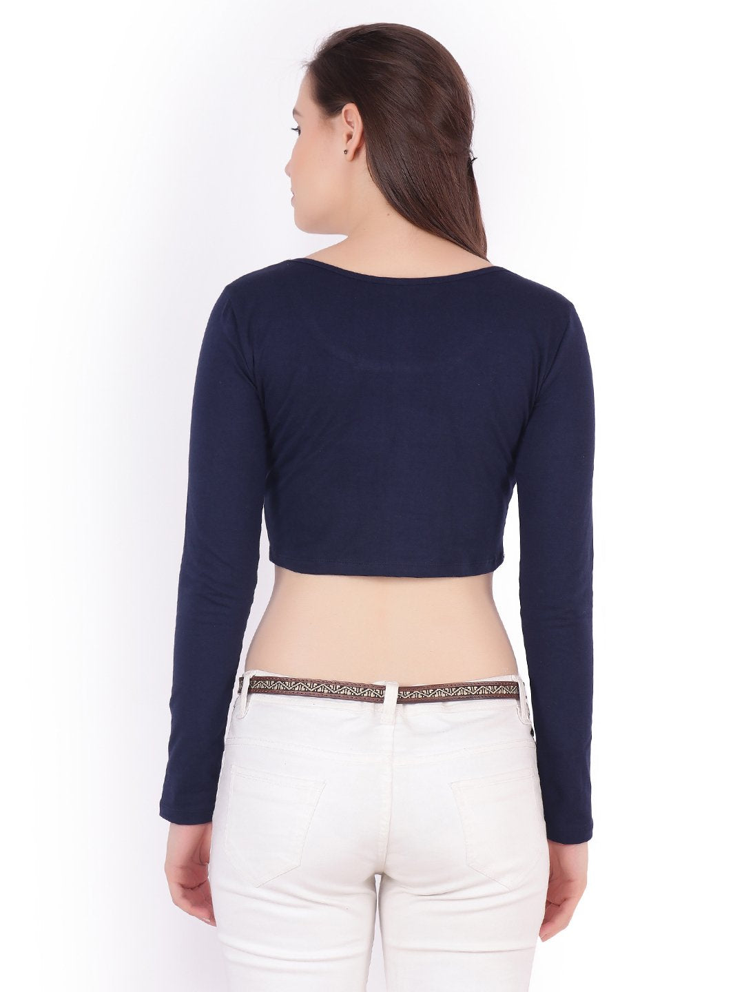 SCORPIUS Navy full sleeve Crop top