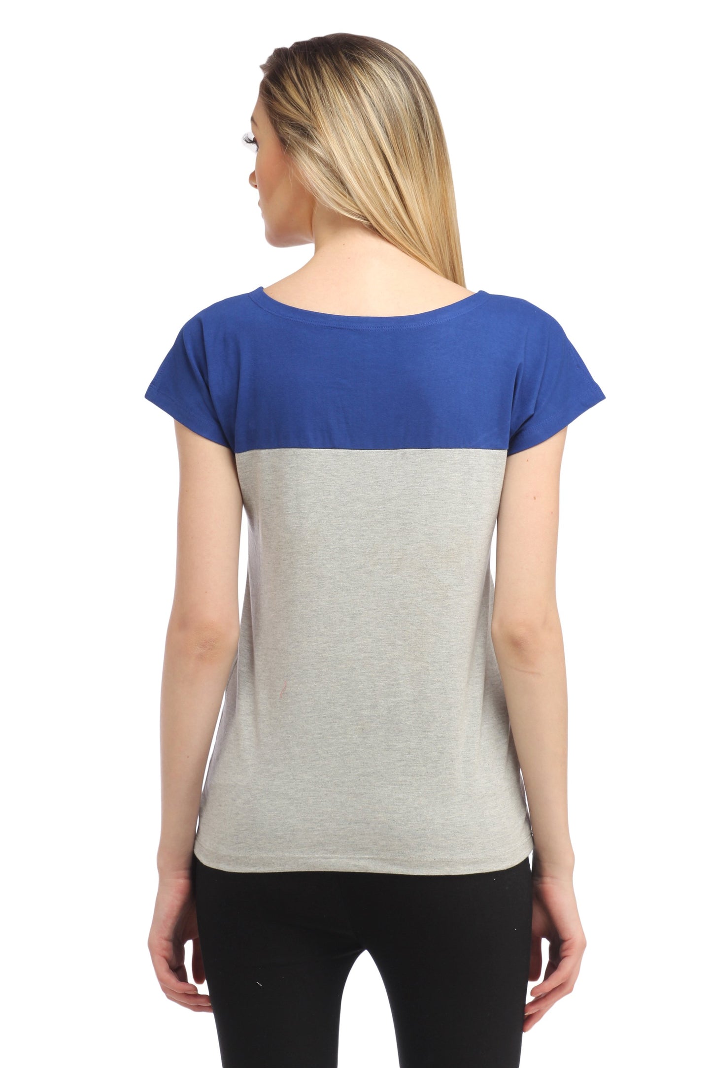 Grey and Blue Solid Top