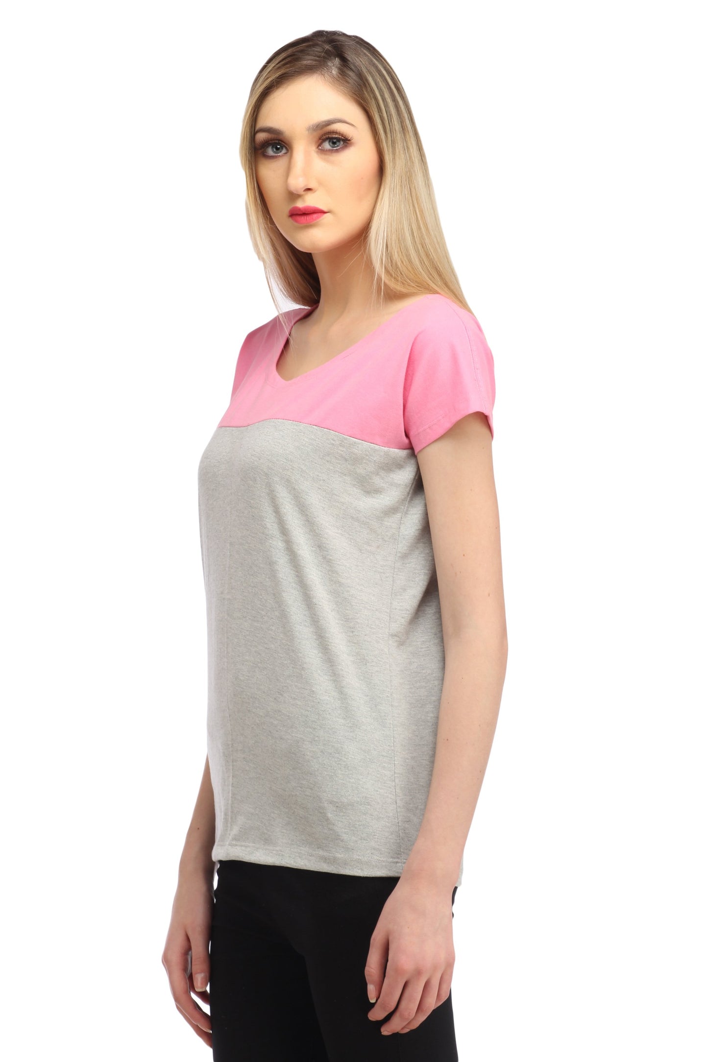 Grey and Pink Solid Top