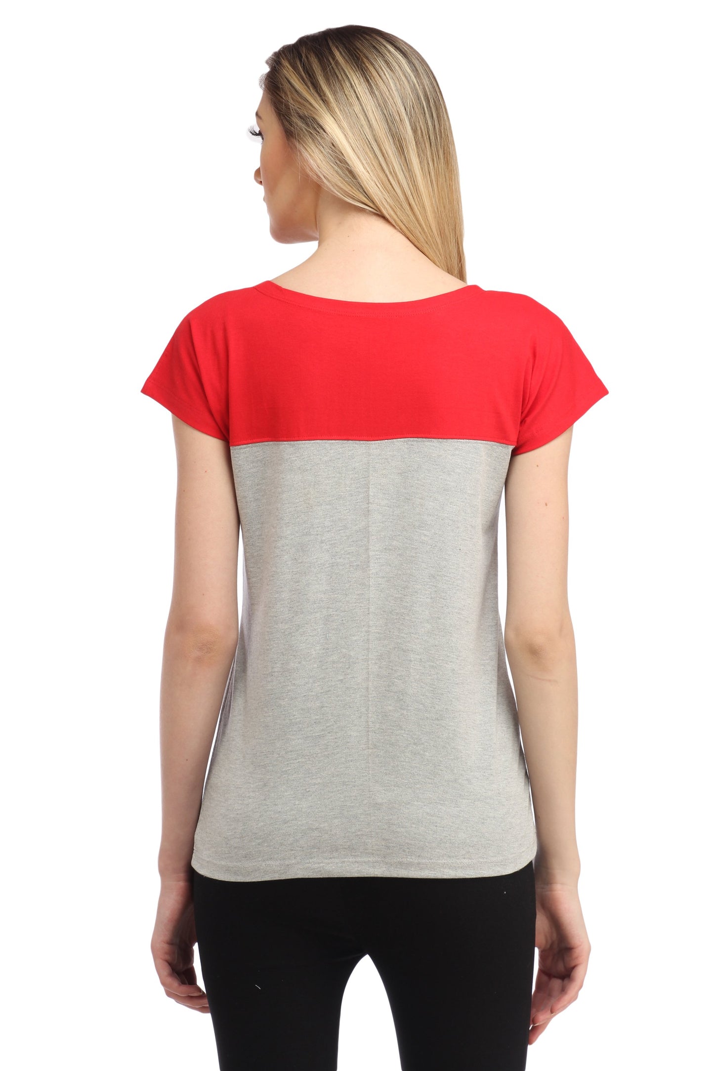 Grey and Red Solid Top