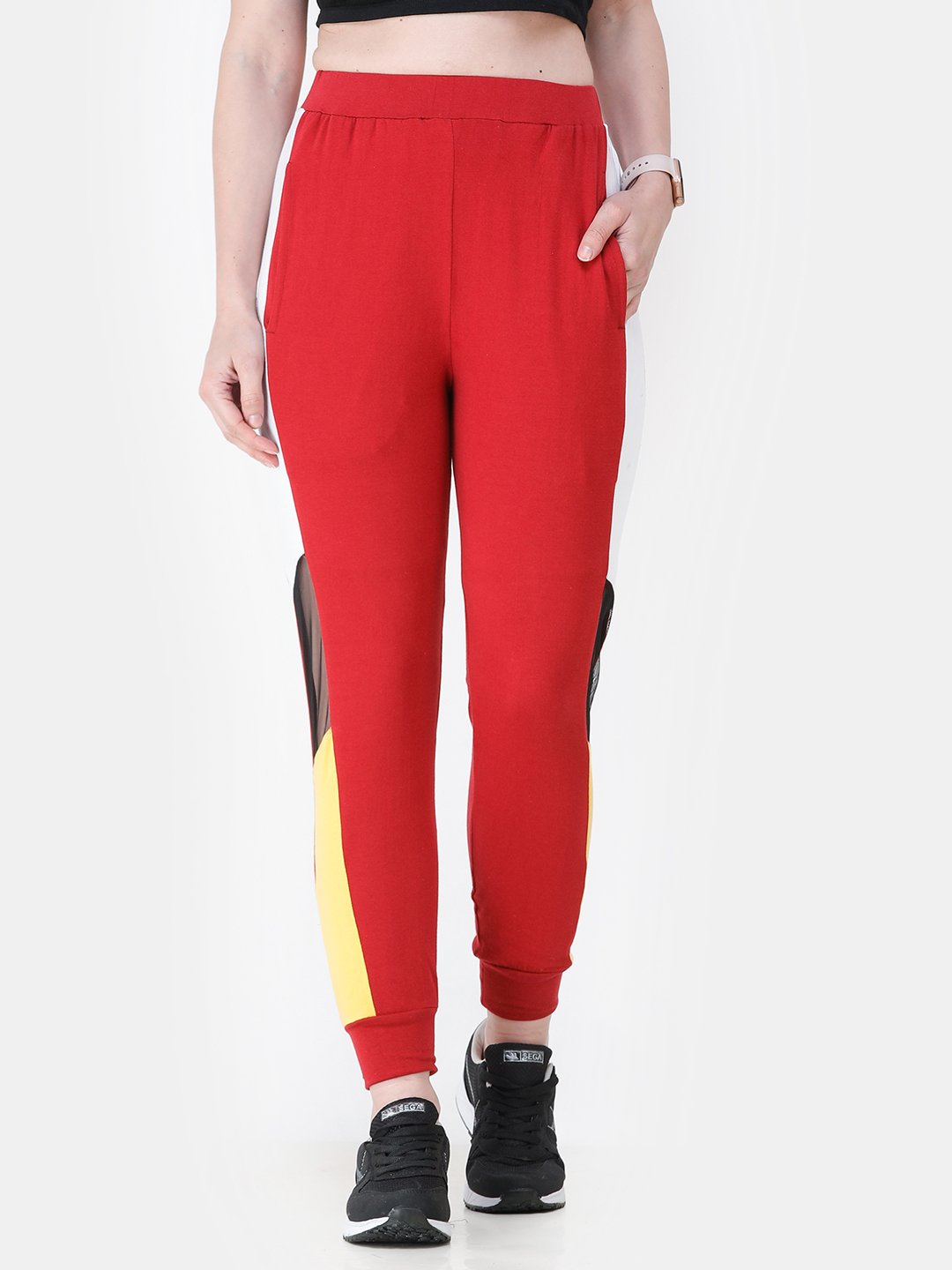 SCORPIUS RED SIDE STRAP TRACK PANT