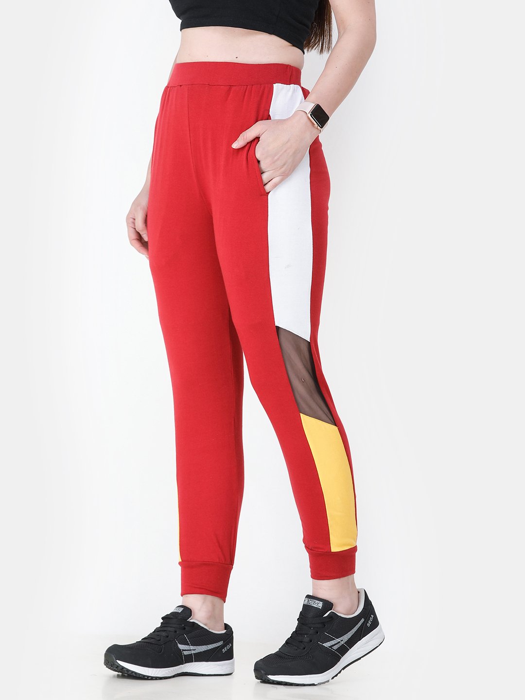 SCORPIUS RED SIDE STRAP TRACK PANT