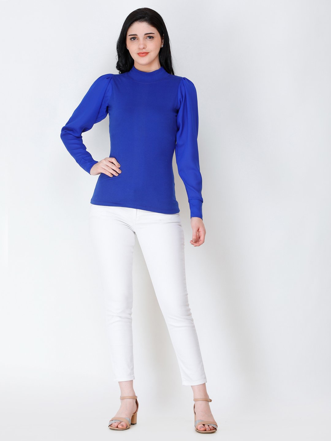 SCORPIUS Royal Blue High neck regular top