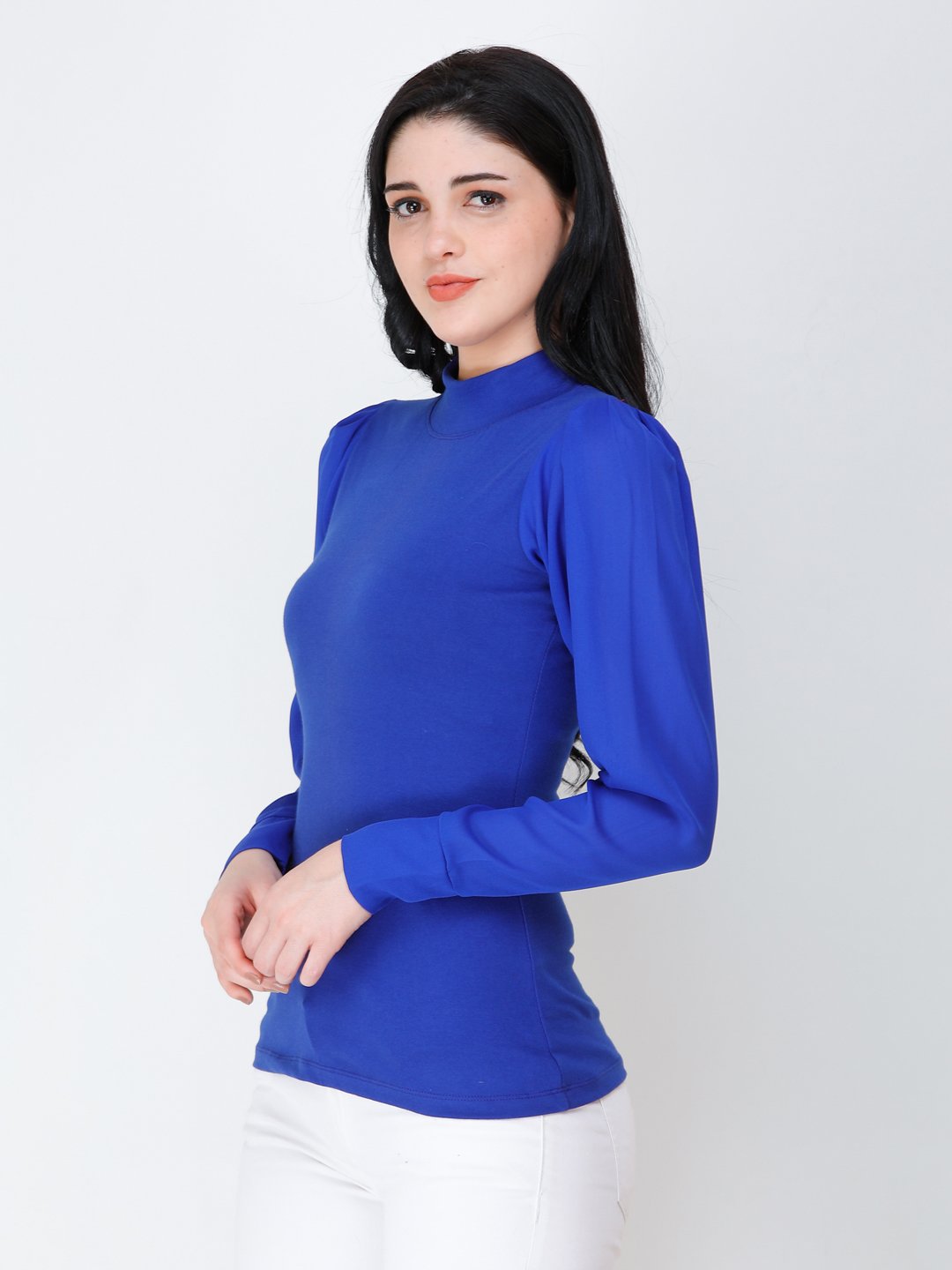 SCORPIUS Royal Blue High neck regular top