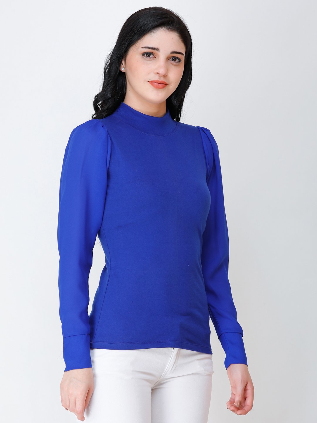 SCORPIUS Royal Blue High neck regular top