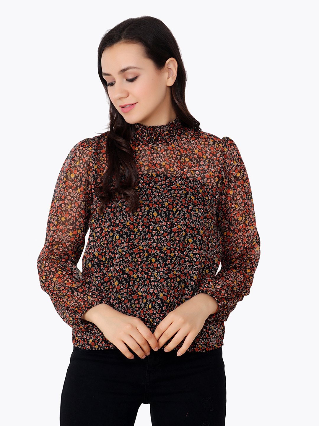 Brown Printed Top