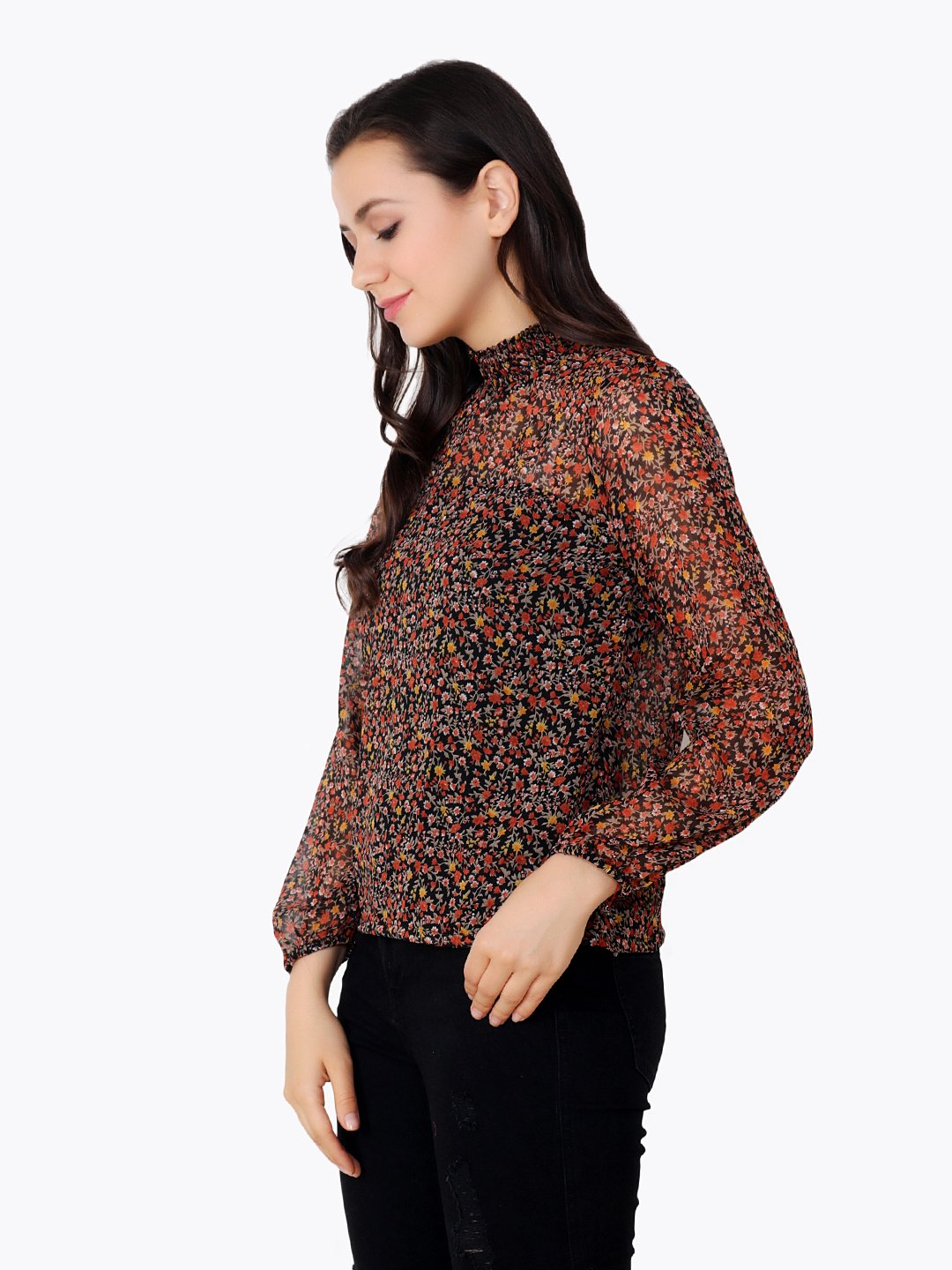 Brown Printed Top