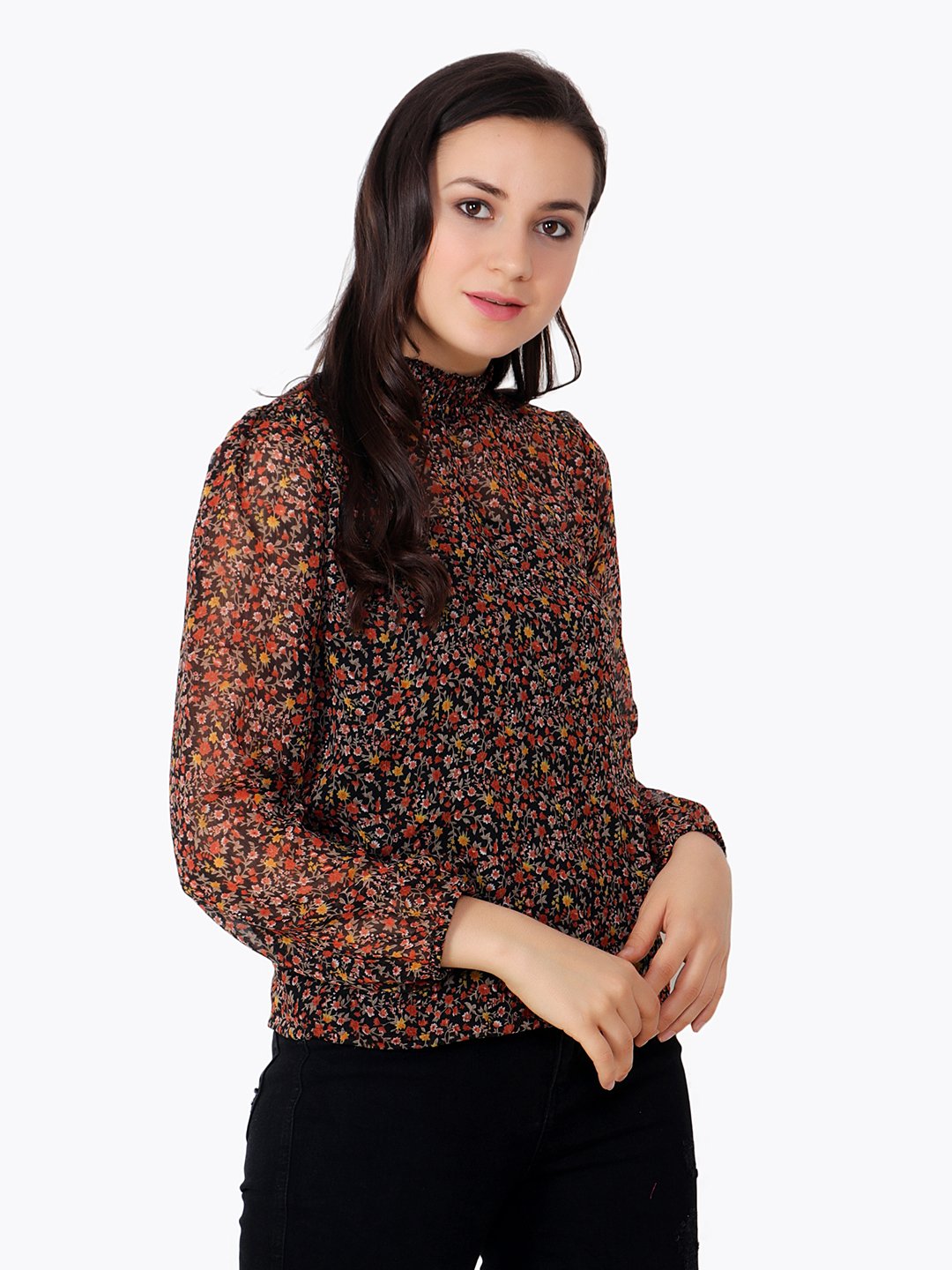 Brown Printed Top